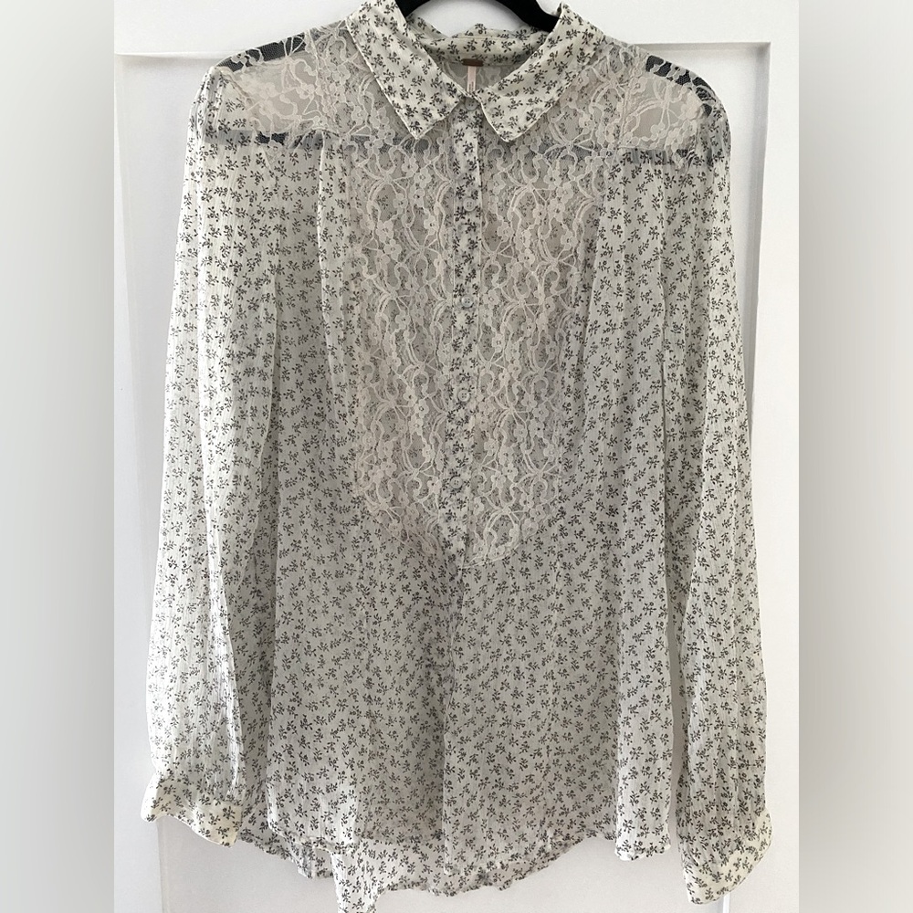 Free People | Floral and Lace Western Blouse